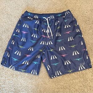 Vineyard vines Navy Blue Swim Shorts with Airplane Print